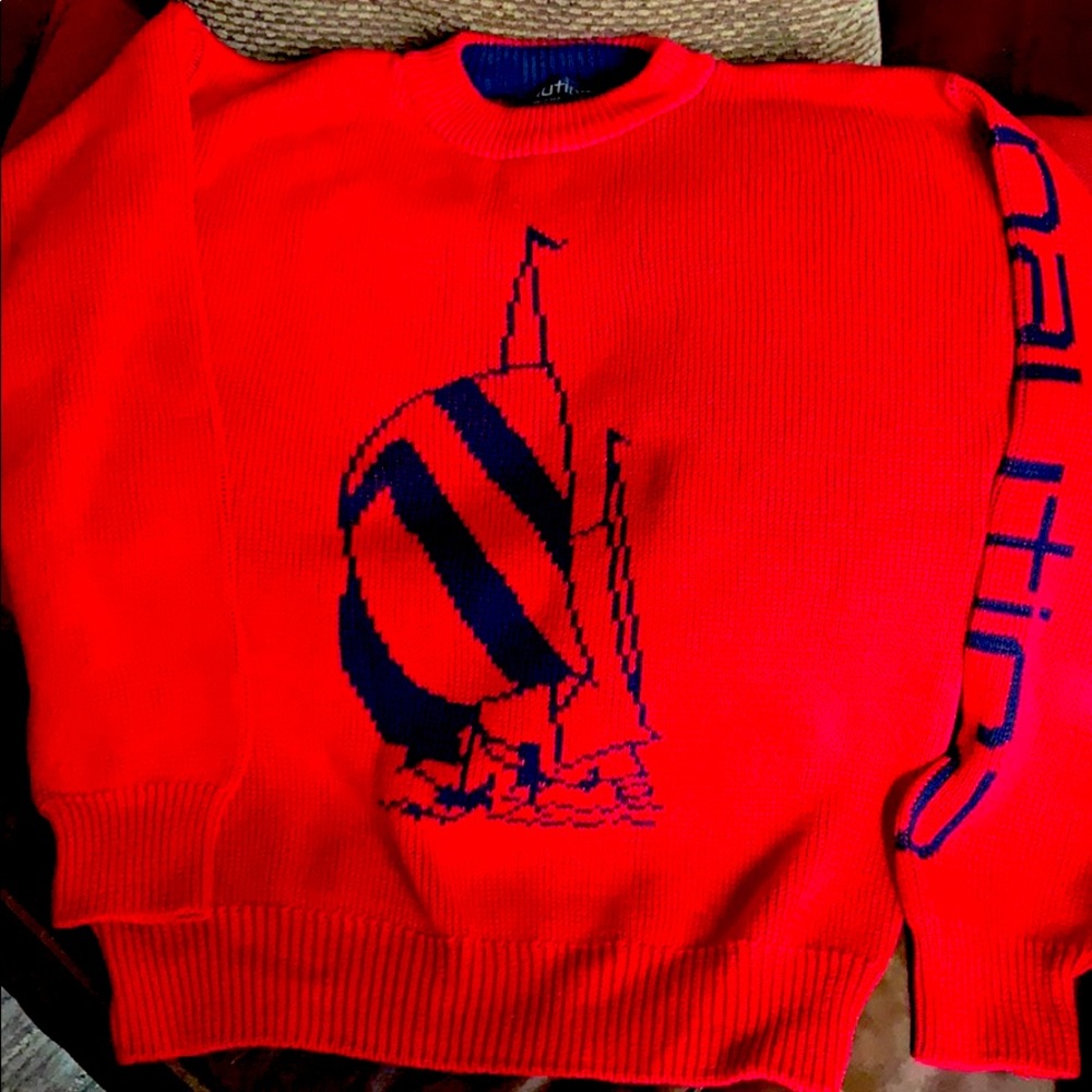 Nautica Med Red Sailboat sweater